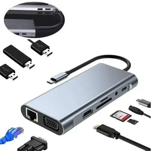 Expand your USB-C device with our 8-in-1 Type C to HDTV adapter.Get 4K HDMI,USB data ports,reliable Ethernet, card readers and Power Delivery for charging.