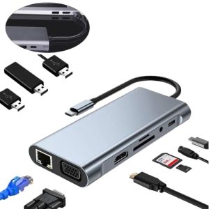 Expand your USB-C device with our 8-in-1 HDTV adapter. Get 4K HDMI,USB data ports, reliable Ethernet, card readers, and Power Delivery for charging.