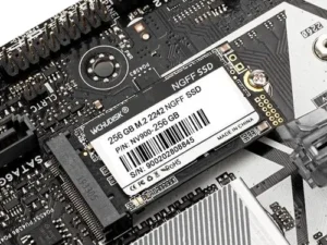Upgrade slim devices with an M.2 2242 256GB SSD. This compact drive (22x42mm) offers fast boot times and improved performance.