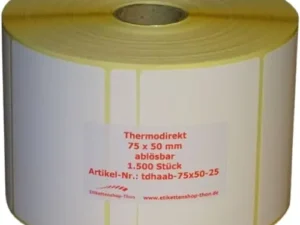 Buy high-quality 75mm x 50mm barcode labels for thermal printers.Perfect for retail, warehouse,shipping & inventory .Strong adhesive label rolls available.