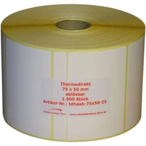Buy high-quality 75mm x 50mm barcode labels for thermal printers.Perfect for retail, warehouse,shipping & inventory .Strong adhesive label rolls available.