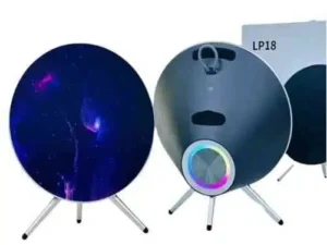 Powerful LP18 80W home theatre speaker with surround sound, strong bass, 80W powerful, 8000mAh battery backup and tripod stand for immersive audio.